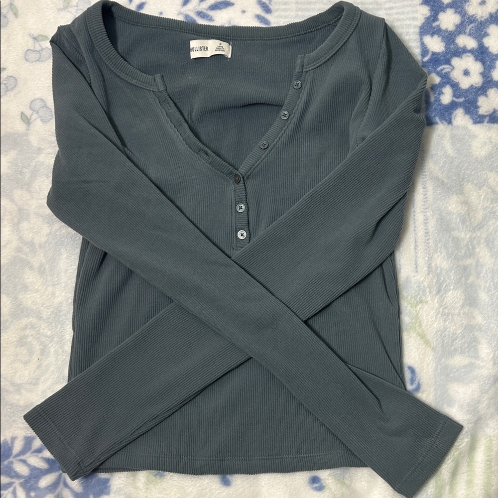 Hollister Slate Long Sleeve Henley
